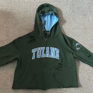 Roadie Couture: Tulane Vintage Cropped Zip Up Sweatshirt